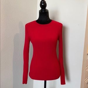 Cynthia Rowley Red Ribbed Sweater